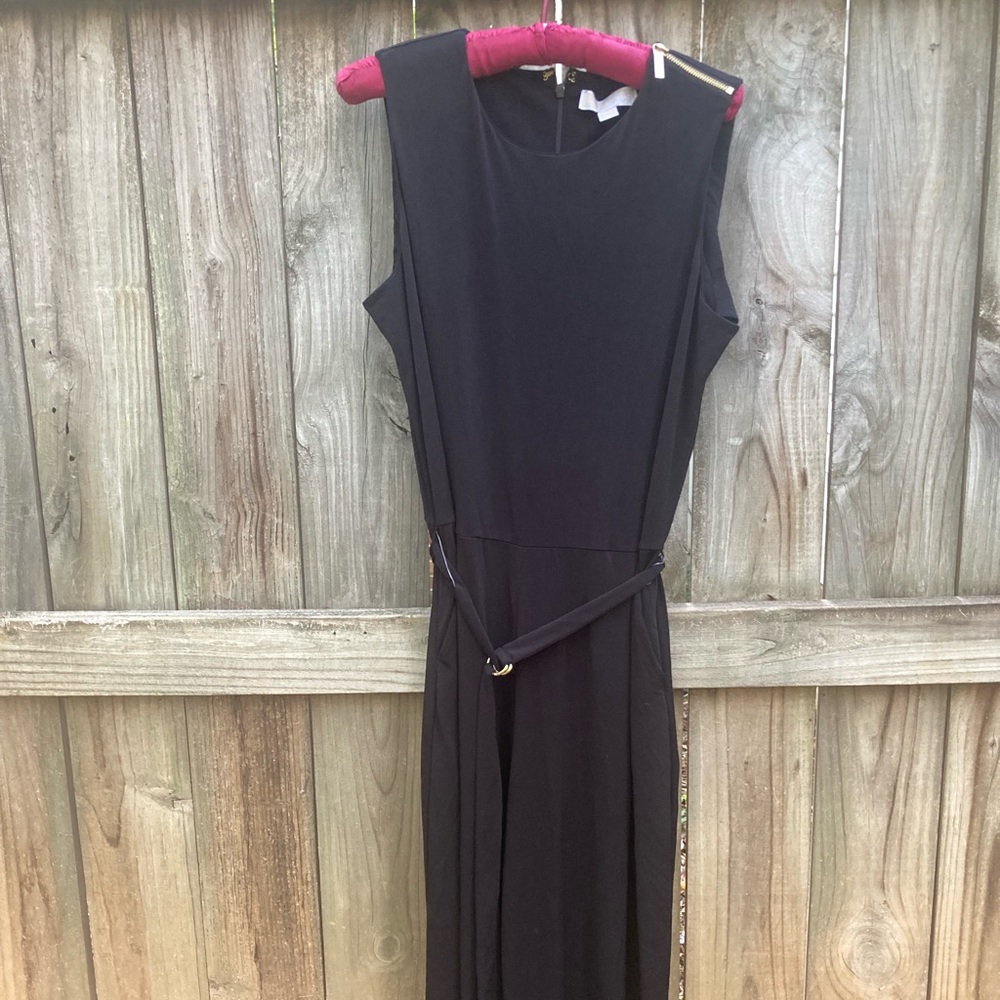 MICHAEL Michael Kors Black Sleeveless Belted Jumpsuit
